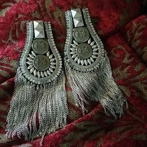 Two Handmade Silver Chain Shoulder Epaulettes